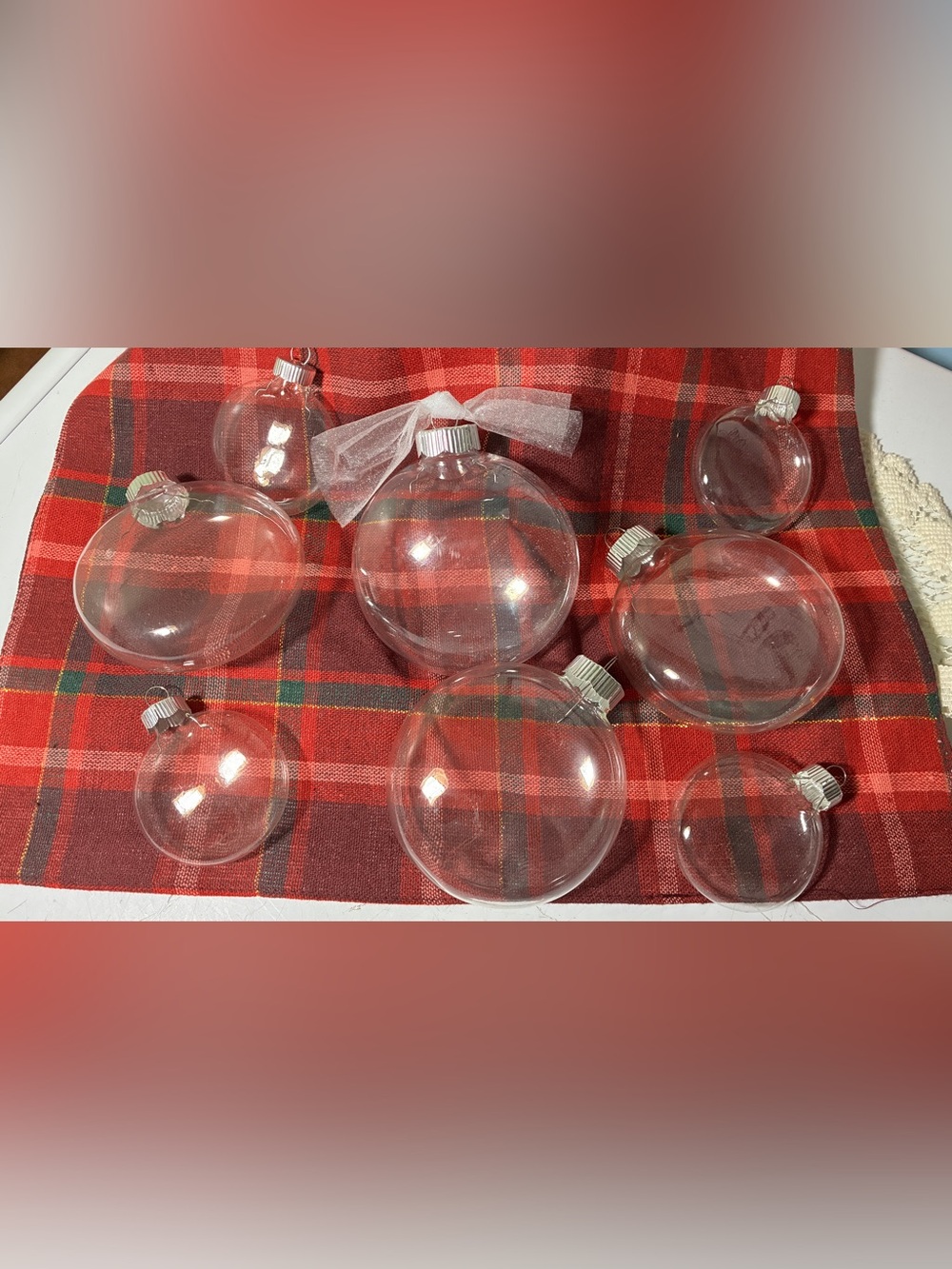 4 pc Christmas Clear Disc with Lid Ornament DIY Craft, 4 Height & 4 2.5”
